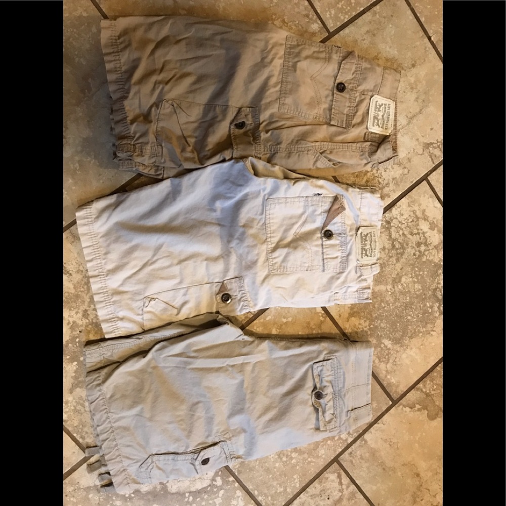 3 pair boys cargo shorts Levi’s sz 18 khaki
